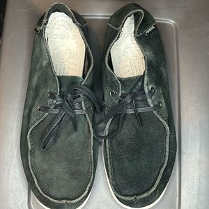 Crocs Santa Cruz 2 Eye Lace Up Loafers Shoes Black Suede Men's Size 13